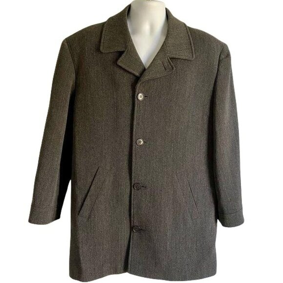 Andrew Fezza Wool Alpaca Gray Coat Mens 42 Short - Picture 2 of 8